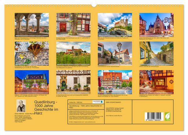Produktbild: Quedlinburg - 1000 Jahre Geschichte im Harz (hochwertiger Premium Wandkalender 2026 DIN A2 quer), Kunstdruck in Hochglanz