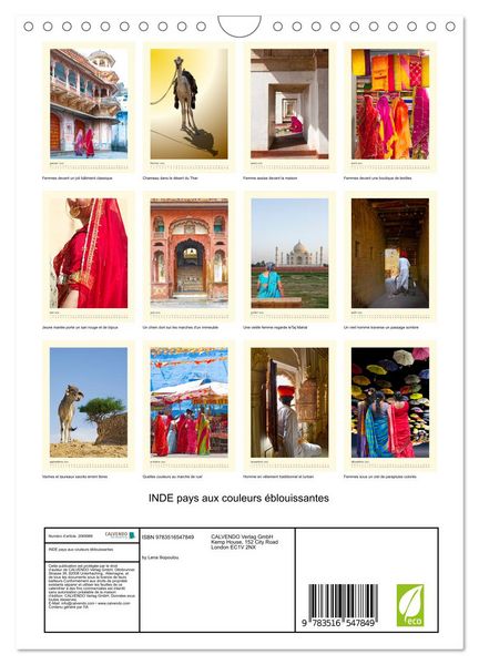 Produktbild: INDE pays aux couleurs &eacute;blouissantes (Calendrier mural 2026 DIN A4 horizontal), CALVENDO calendrier mensuel
