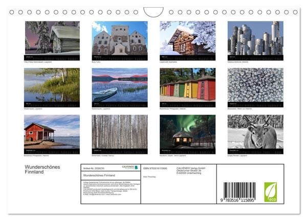 Produktbild: Wundersch&ouml;nes Finnland (Wandkalender 2026 DIN A4 quer), CALVENDO Monatskalender