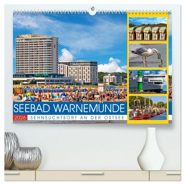 Seebad Warnemünde - Sehnsuchtsort an der Ostsee (hochwertiger Premium Wandkalender 2026 DIN A2 quer), Kunstdruck in Hochglanz