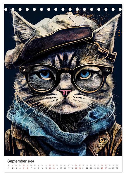 Produktbild: Hipster Katzen (Tischkalender 2026 DIN A5 hoch), CALVENDO Monatskalender