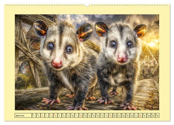 Produktbild: Sanfte Beutelratten. Opossums im stillen Rhythmus der Natur (hochwertiger Premium Wandkalender 2026 DIN A2 quer), Kunstdruck in Hochglanz