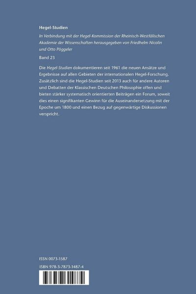 Produktbild: Hegel-Studien Band 23