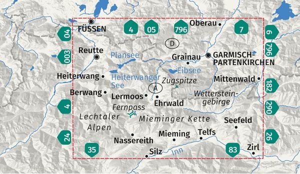 Produktbild: KOMPASS Wanderkarte 25 Zugspitze, Mieminger Kette, Ehrwald, Lermoos, Garmisch-Partenkirchen, Reutte 1:50.000