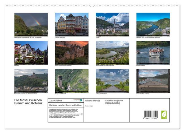Produktbild: Die Mosel zwischen Bremm und Koblenz (hochwertiger Premium Wandkalender 2026 DIN A2 quer), Kunstdruck in Hochglanz