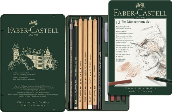 Produktbild: Faber-Castell Pitt Monochrome, 12er Set Metalletui