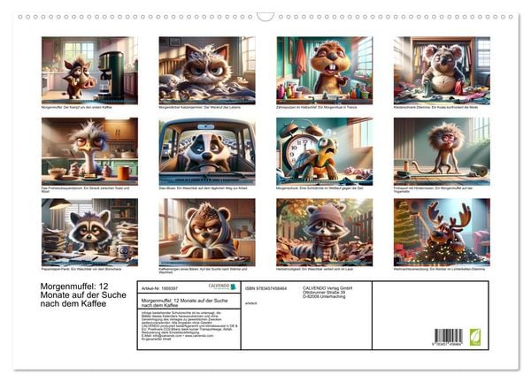 Produktbild: Morgenmuffel: 12 Monate auf der Suche nach dem Kaffee (Wandkalender 2026 DIN A2 quer), CALVENDO Monatskalender
