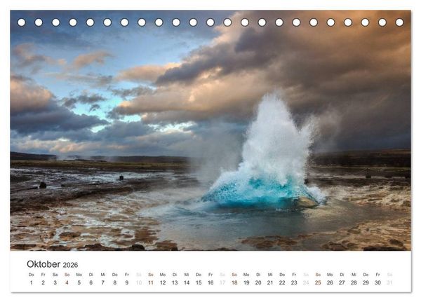 Produktbild: ISLAND 63&deg; - 66&deg; N / 13&deg; - 25&deg; W (Tischkalender 2026 DIN A5 quer), CALVENDO Monatskalender