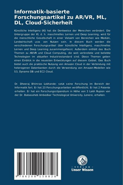 Produktbild: Informatik-basierte Forschungsartikel zu AR/VR, ML, DL, Cloud-Sicherheit