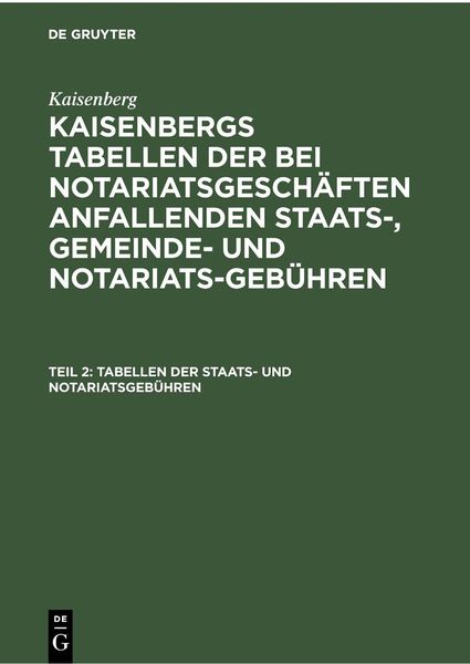 Produktbild: Tabellen der Staats- und Notariatsgeb&uuml;hren