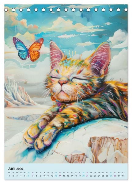 Produktbild: Katzen im expressionistischen Stil (Tischkalender 2026 DIN A5 hoch), CALVENDO Monatskalender