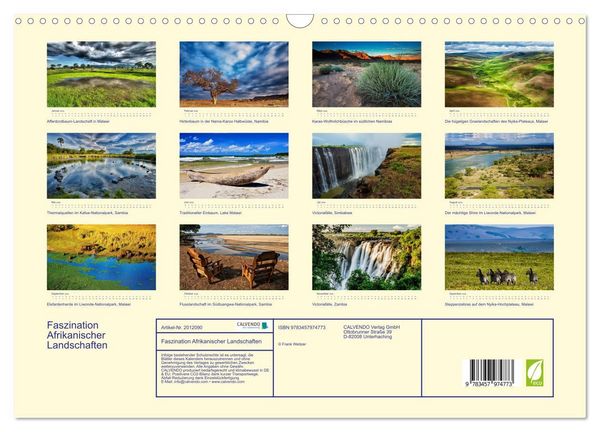 Produktbild: Faszination Afrikanischer Landschaften (Wandkalender 2026 DIN A3 quer), CALVENDO Monatskalender