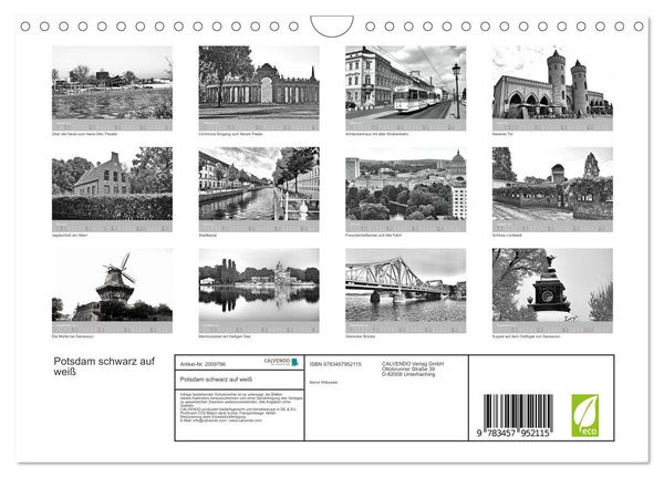 Produktbild: Potsdam schwarz auf wei&szlig; (Wandkalender 2026 DIN A4 quer), CALVENDO Monatskalender