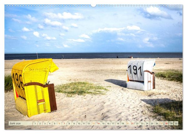Produktbild: Maritime K&uuml;stenorte - von Greetsiel, &uuml;ber Neuharlingersiel bis Schillig (Wandkalender 2026 DIN A2 quer), CALVENDO Monatskalender