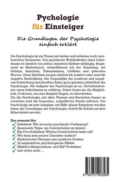 Produktbild: Psychologie f&uuml;r Einsteiger: Die Grundlagen der Psychologie einfach erkl&auml;rt - Menschen verstehen und manipulieren