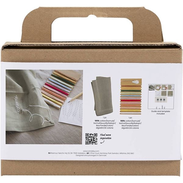 Produktbild: Creativ Company DIY Sets Sticken & Nadelstanzen Mini Kreativ Set Sticken, Staubgr&uuml;n, Serviette, Kreativ Box