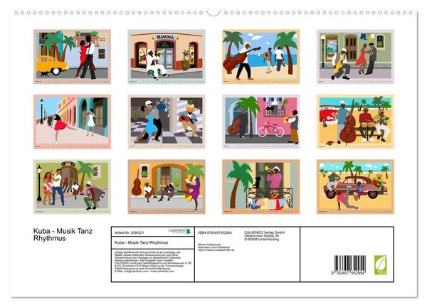Produktbild: Kuba - Musik Tanz Rhythmus (hochwertiger Premium Wandkalender 2026 DIN A2 quer), Kunstdruck in Hochglanz