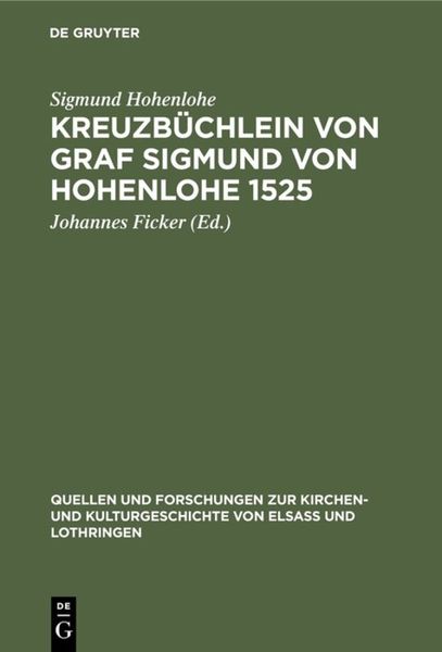 Produktbild: Kreuzb&uuml;chlein von Graf Sigmund von Hohenlohe 1525