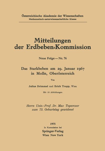 Produktbild: Das Starkbeben am 29. Januar 1967 in Molln, Ober&ouml;sterreich