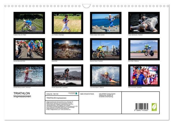 Produktbild: TRIATHLON Impressionen (Wandkalender 2026 DIN A3 quer), CALVENDO Monatskalender