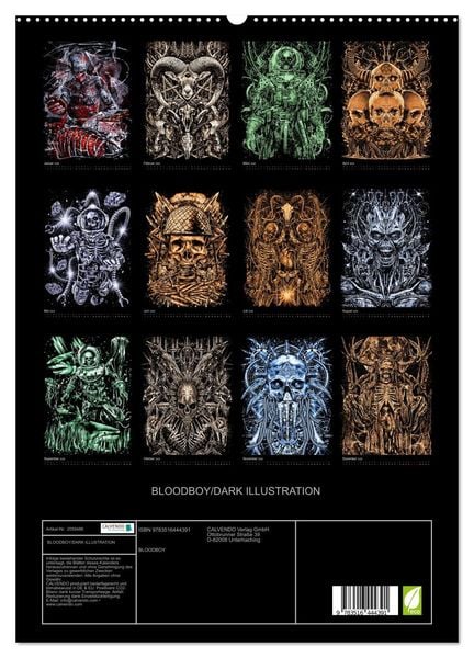 Produktbild: BLOODBOY/DARK ILLUSTRATION (hochwertiger Premium Wandkalender 2026 DIN A2 hoch), Kunstdruck in Hochglanz