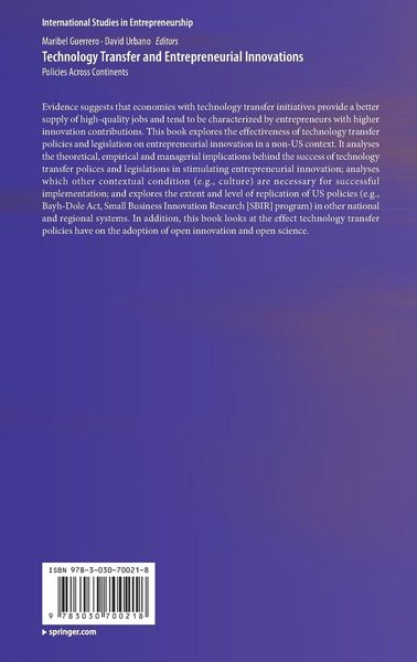 Produktbild: Technology Transfer and Entrepreneurial Innovations