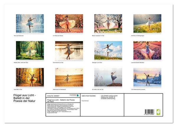 Produktbild: Fl&uuml;gel aus Licht - Ballett in der Poesie der Natur (Wandkalender 2026 DIN A2 quer), CALVENDO Monatskalender