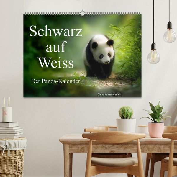 Produktbild: Schwarz auf Wei&szlig; - Der Panda-Kalender (Wandkalender 2026 DIN A2 quer), CALVENDO Monatskalender