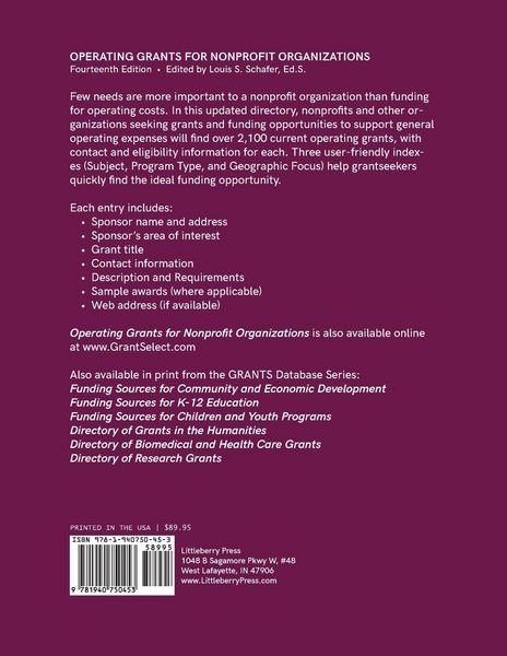 Produktbild: Operating Grants for Nonprofit Organizations