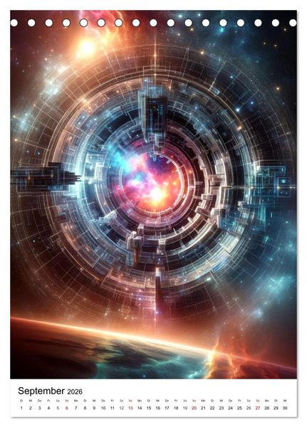 Produktbild: Astronomie Visionen - Ein von KI erschaffenes Panorama des Kosmos (Tischkalender 2026 DIN A5 hoch), CALVENDO Monatskalender