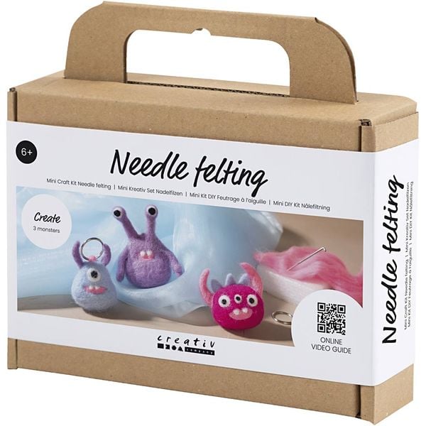 Produktbild: Creativ Company DIY Sets Filz & Fleece Mini Kreativ Set Nadelfilzen, Sortierte Farben, Monster, Kreativ Box