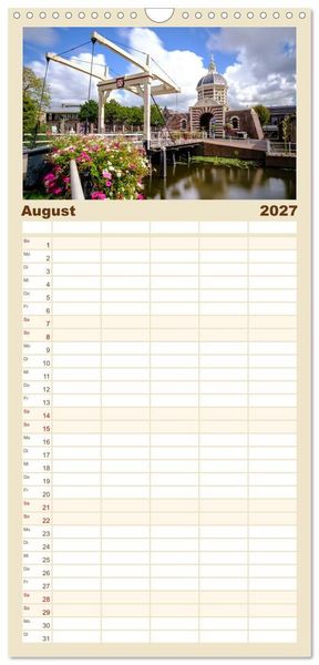 Produktbild: Familienplaner 2027 - Ein Blick auf Leiden mit 5 Spalten (Wandkalender, 21 x 45 cm) CALVENDO