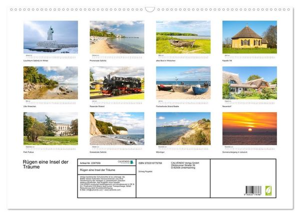 Produktbild: R&uuml;gen eine Insel der Tr&auml;ume (Wandkalender 2027 DIN A2 quer), CALVENDO Monatskalender