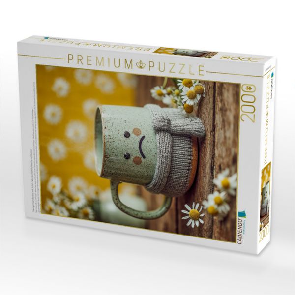 Produktbild: CALVENDO Puzzle Trauriger Kamillentee mit Schal - Warmes Wohlf&uuml;hlmotiv mit Humor | 2000 Teile Lege-Gr&ouml;&szlig;e 90x67cm Foto-Puzzle f&uuml;r gl&uuml;ckliche Stunden