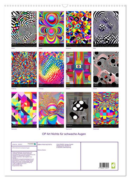 Produktbild: OP Art Nichts f&uuml;r schwache Augen (Wandkalender 2026 DIN A2 hoch), CALVENDO Monatskalender