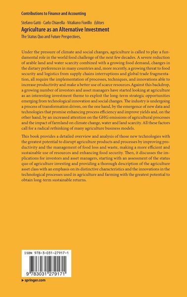 Produktbild: Agriculture as an Alternative Investment
