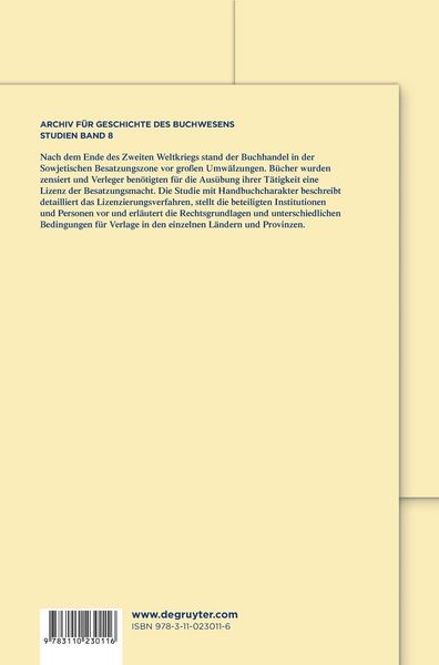 Produktbild: Verlagslizenzierungen in der Sowjetischen Besatzungszone (1945-1949)