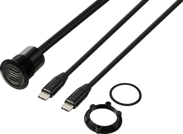 Produktbild: TRU COMPONENTS USB-C&reg; (3.1) 2x Buchse/Stecker 1m Kabel schwarz TC-13376320 Inhalt: 1St.