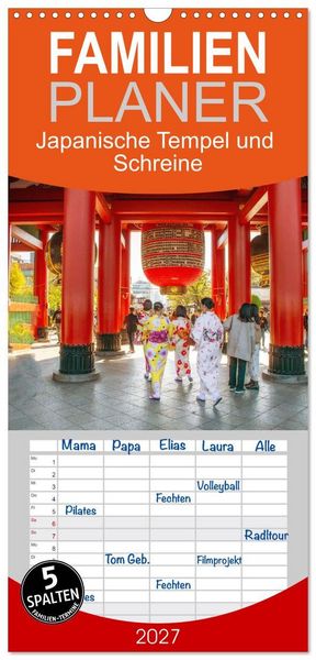Produktbild: Familienplaner 2027 - Japanische Tempel und Schreine mit 5 Spalten (Wandkalender, 21 x 45 cm) CALVENDO