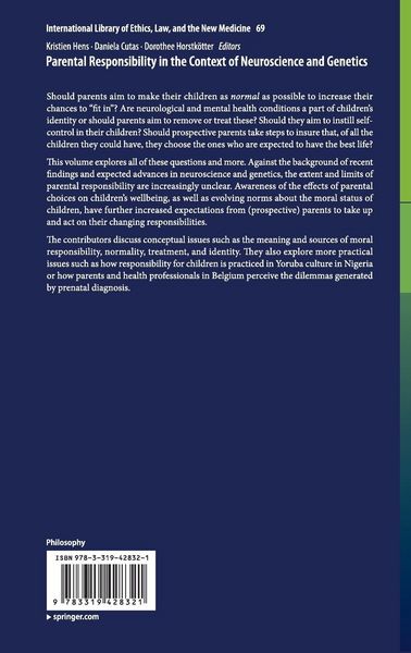 Produktbild: Parental Responsibility in the Context of Neuroscience and Genetics