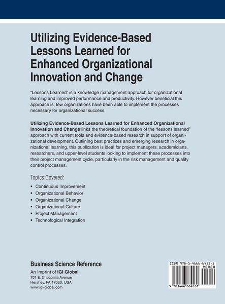 Produktbild: Utilizing Evidence-Based Lessons Learned for Enhanced Organizational Innovation and Change