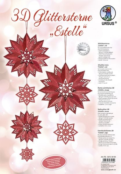 Produktbild: URSUS 3D-Glittersterne "Estelle", rot