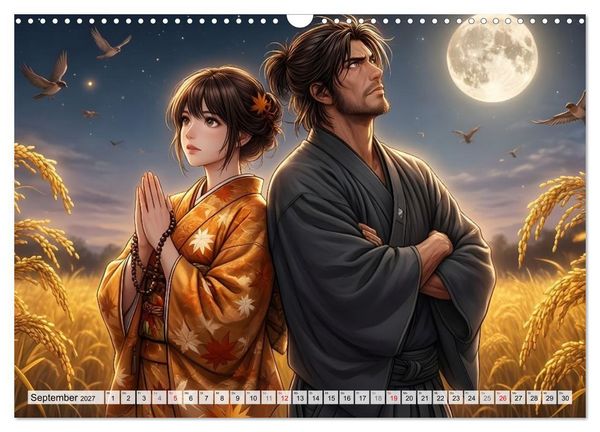Produktbild: Meiji Mondkalender (Wandkalender 2027 DIN A3 quer), CALVENDO Monatskalender