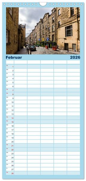 Produktbild: Familienplaner 2026 - Faszination Edinburgh mit 5 Spalten (Wandkalender, 21 x 45 cm) CALVENDO