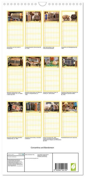 Produktbild: Familienplaner 2027 - Concertina und Bandoneon mit 5 Spalten (Wandkalender, 21 x 45 cm) CALVENDO