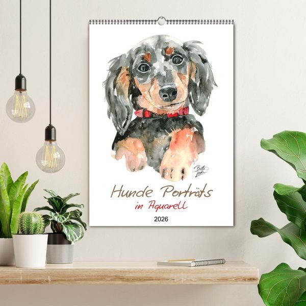 Produktbild: Hunde Portr&auml;ts in Aquarell (Wandkalender 2026 DIN A2 hoch), CALVENDO Monatskalender