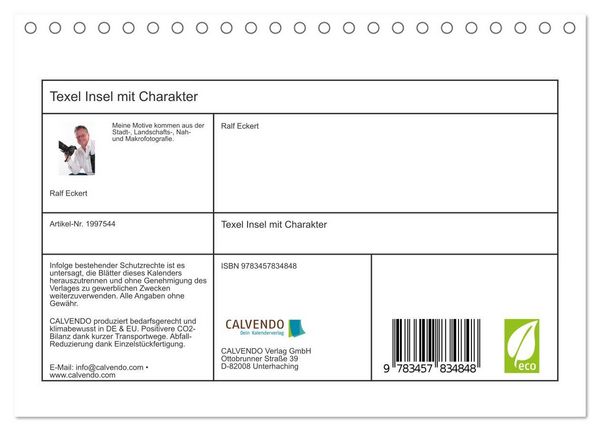 Produktbild: Texel Insel mit Charakter (Tischkalender 2026 DIN A5 quer), CALVENDO Monatskalender