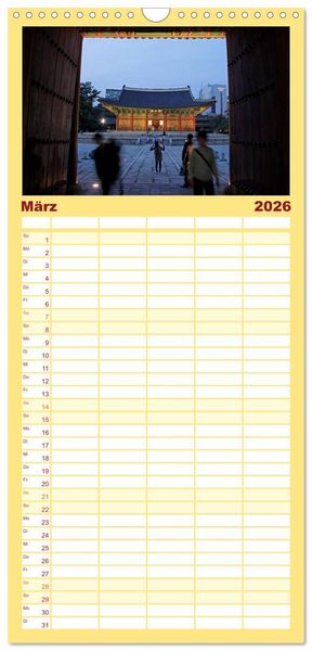Produktbild: Familienplaner 2026 - Seoul mit 5 Spalten (Wandkalender, 21 x 45 cm) CALVENDO