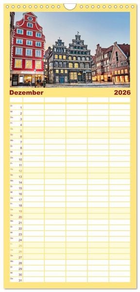 Produktbild: Familienplaner 2026 - L&Uuml;NEBURG Ein- und Ausblicke von Andreas Voigt mit 5 Spalten (Wandkalender, 21 x 45 cm) CALVENDO