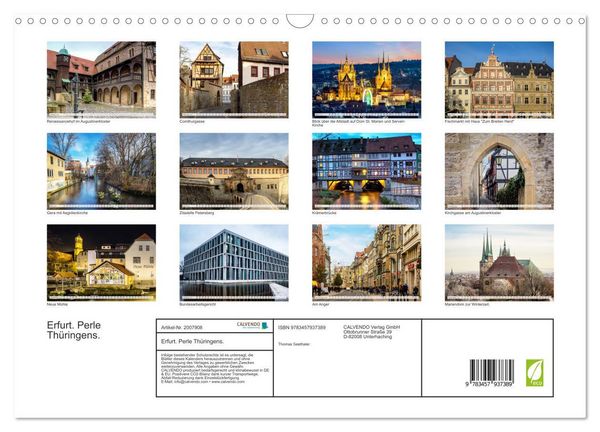 Produktbild: Erfurt. Perle Th&uuml;ringens. (Wandkalender 2026 DIN A3 quer), CALVENDO Monatskalender